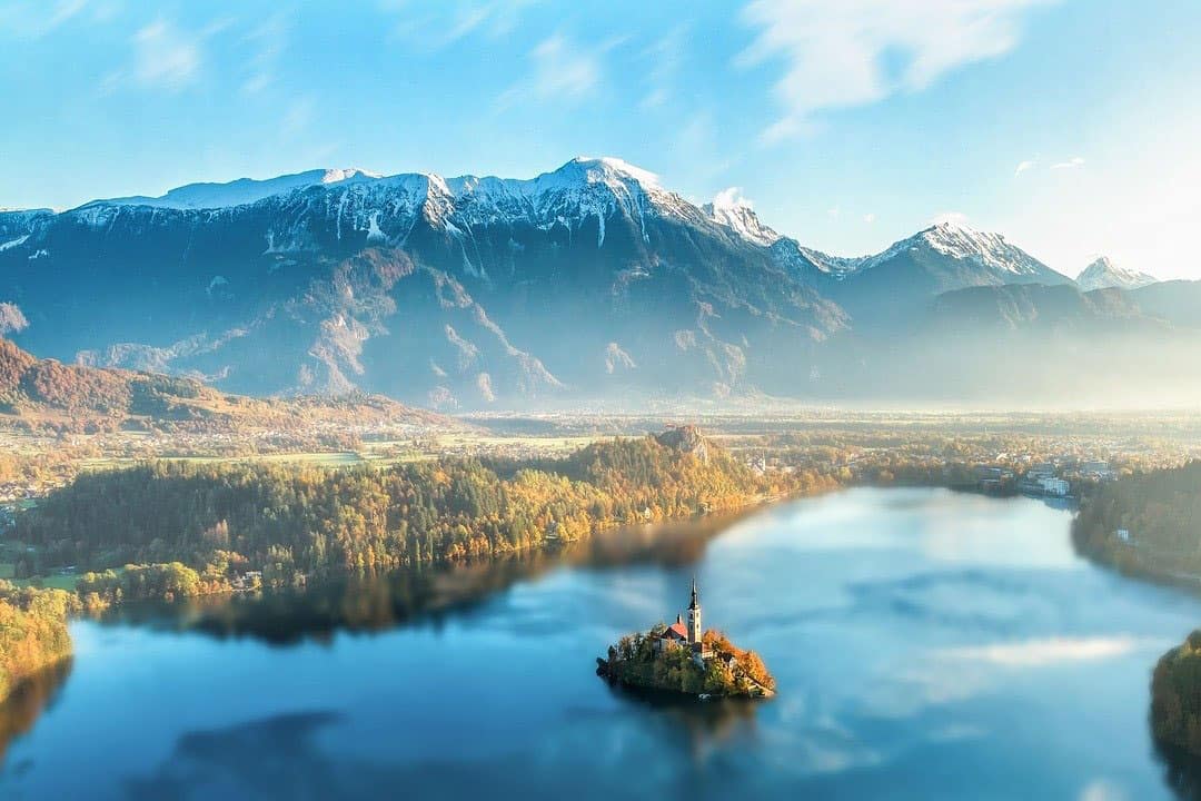 Slovenia Travel Blogs 2 Aerial shot of Lake Bled in Slovenia