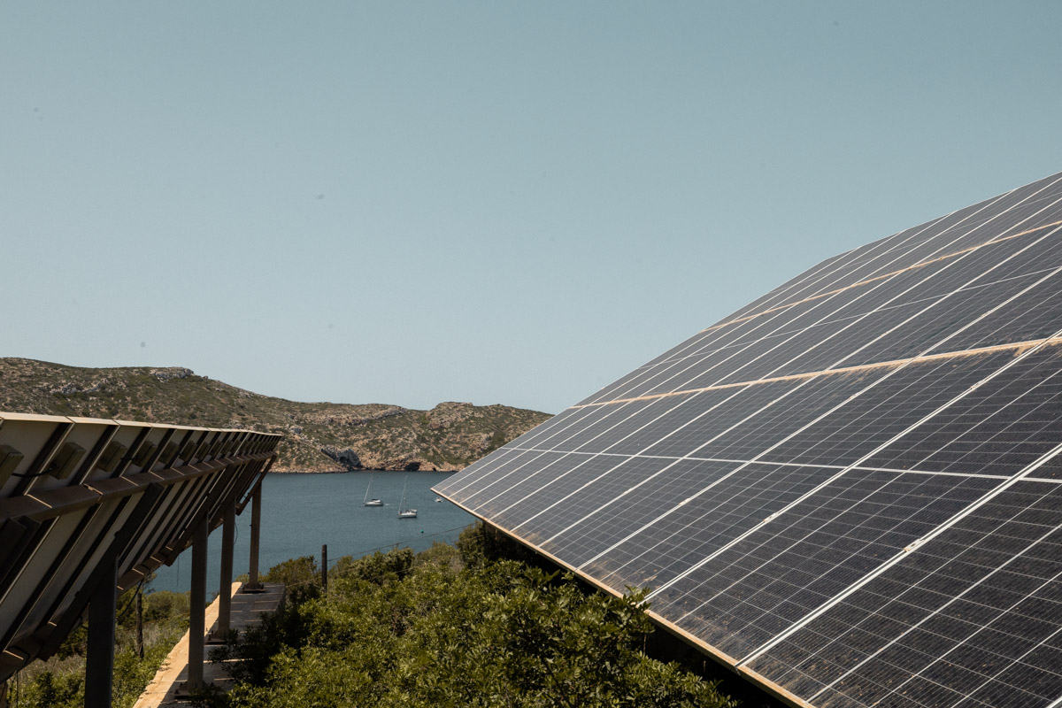 Solar panels on Cabrera Island Mallorca
