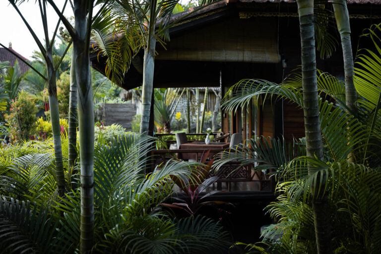 Wooden cottage surrounding by greenery at Griya Valud Sidemen Bali