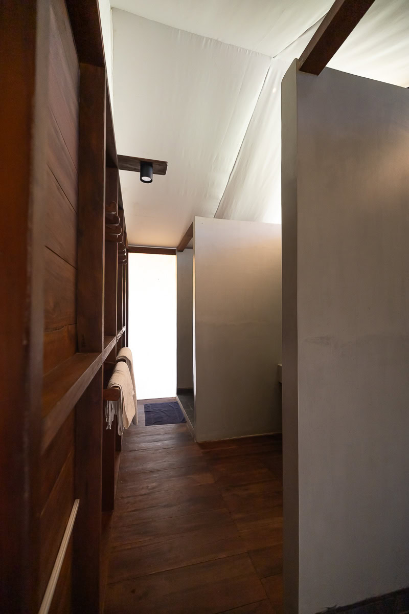 Wild Trails Yala by Suri: A Sustainable Tented Safari Camp Experience on the Edge of Yala National Park, Sri Lanka 7 Walk through bathoom inside Wild Trails Yala by Suri