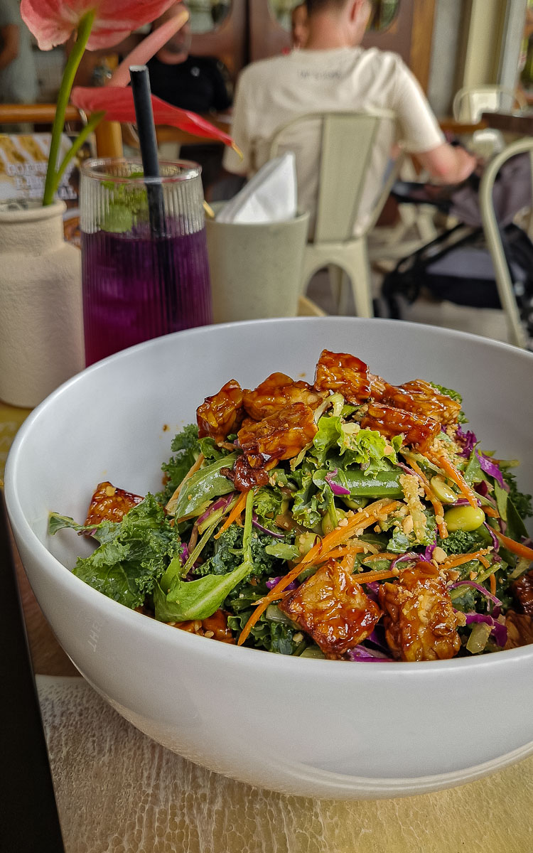 Vegan Canggu: A tried-and-tested guide to vegan cafes & restaurants in Bali's digital nomad hotspot 10 A big bowl of vegan salad at I Am Vegan Babe in Canggu