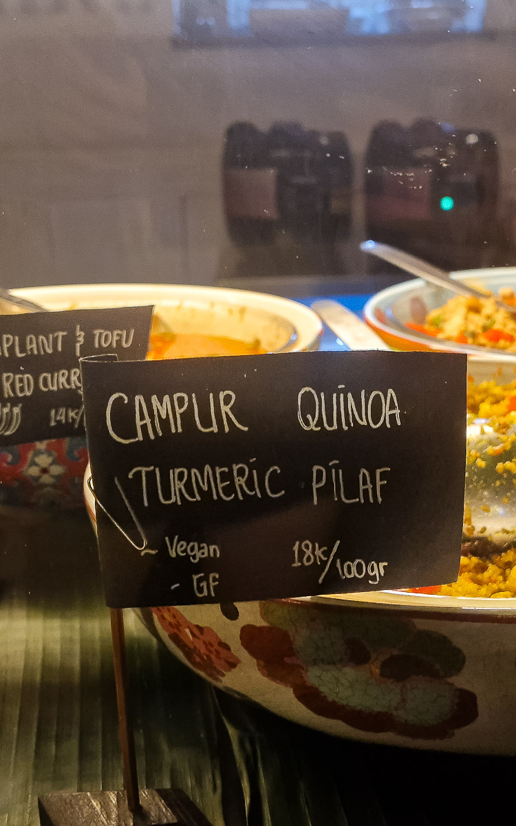Vegan Canggu: A tried-and-tested guide to vegan cafes & restaurants in Bali's digital nomad hotspot 16 Vegan Indonesian food Campur Quinoa Turmeric Pilaf at Tiga restaurant in Canggu Bali