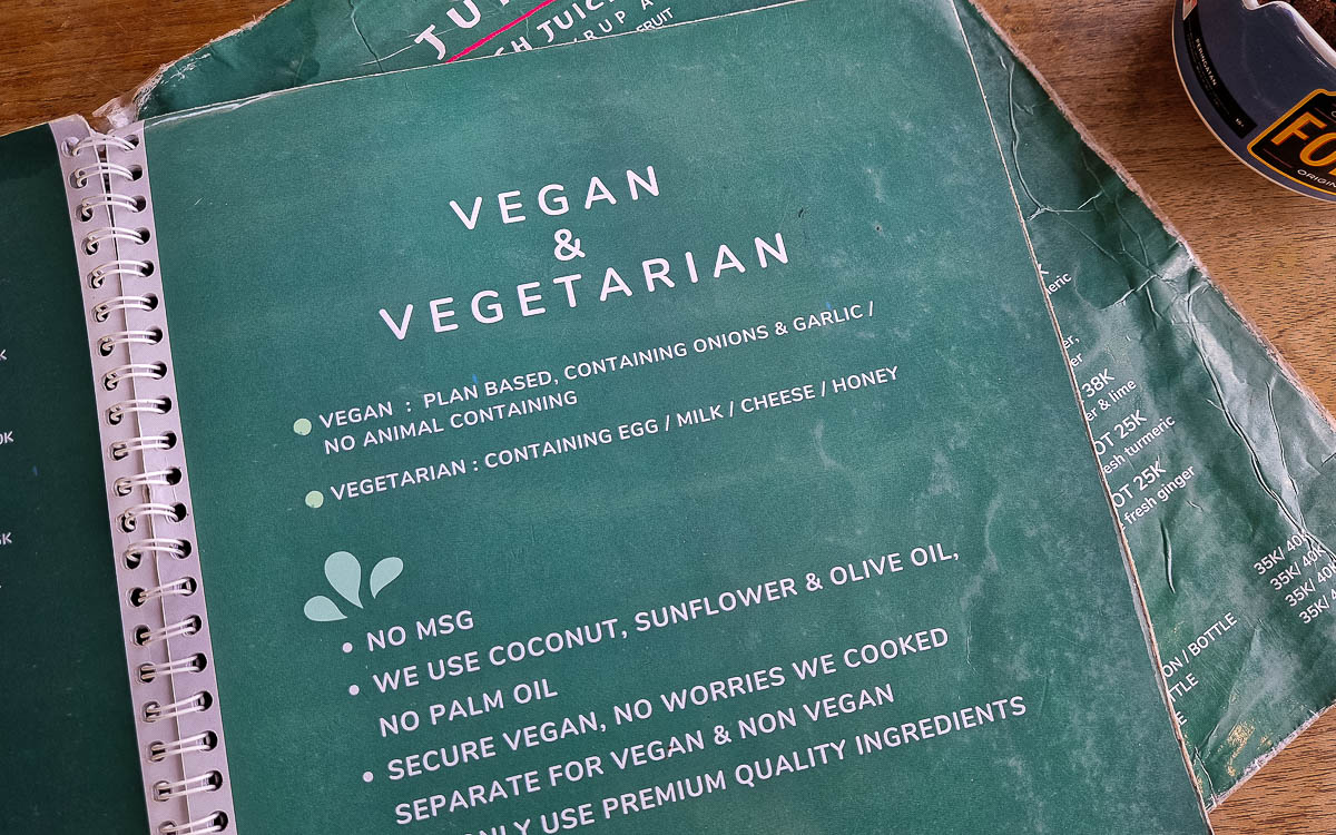 Vegan Canggu: A tried-and-tested guide to vegan cafes & restaurants in Bali's digital nomad hotspot 1 Vegan and vegetarian menu at Nyom Nyom restaurant in Bali