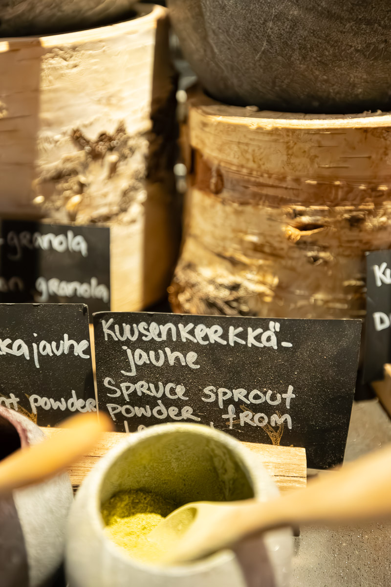 Lapland Hotels Kuopio: Bringing the Lappish Nature to Finnish Lakeland 10 Spruce sprout powder and other Lapland foods at the breakfast buffet at Lapland Hotel Kuopio