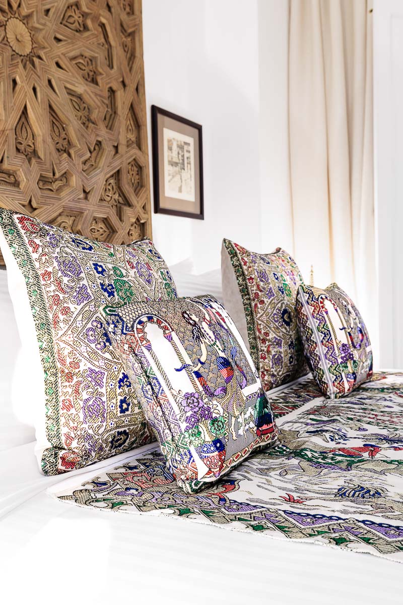 Kasbah House Tangier: Unassuming Luxury in the Heart of Tangier's Medina 8 Bedding at Kasbah House suite in Tangier Morocco