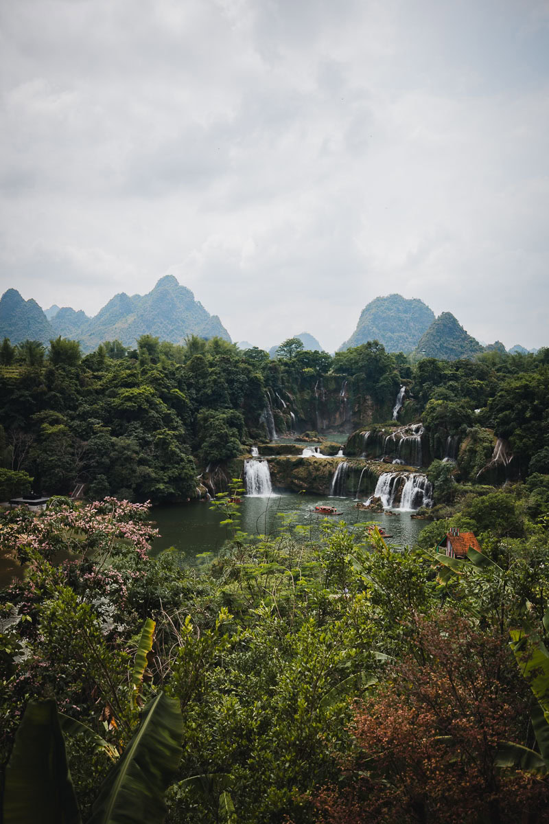 Aerial view of Ban Gioc-Detian Waterfall in Guangxi China