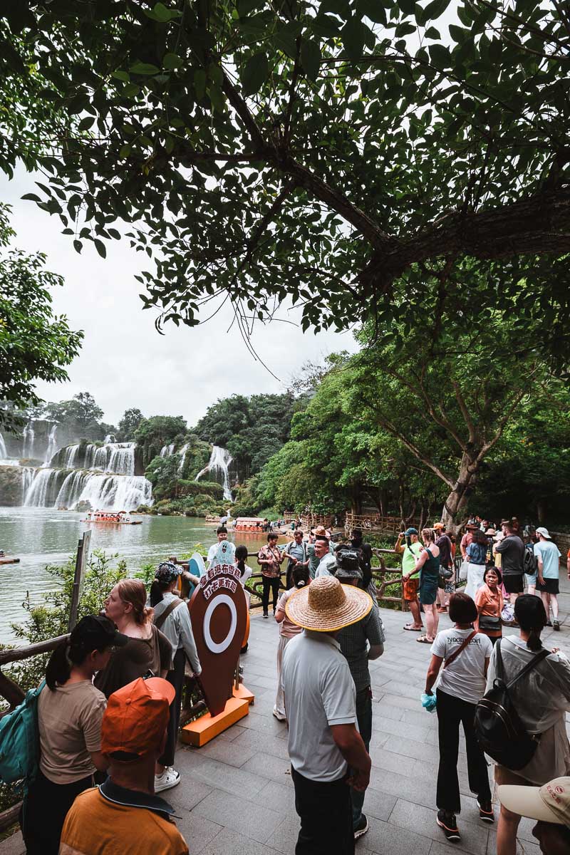 People at Ban Gioc-Detian Waterfall In China Vietnam