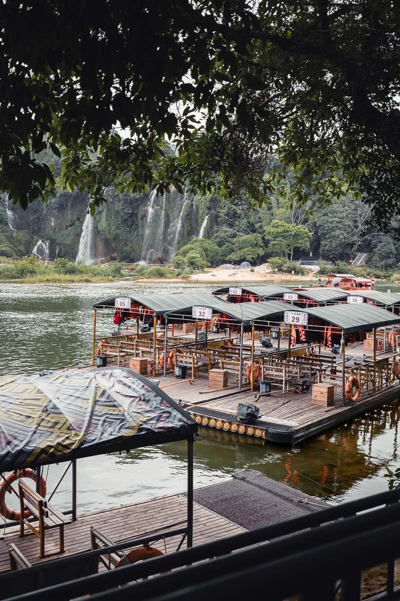 Bamboo rafts at Detian Falls in China