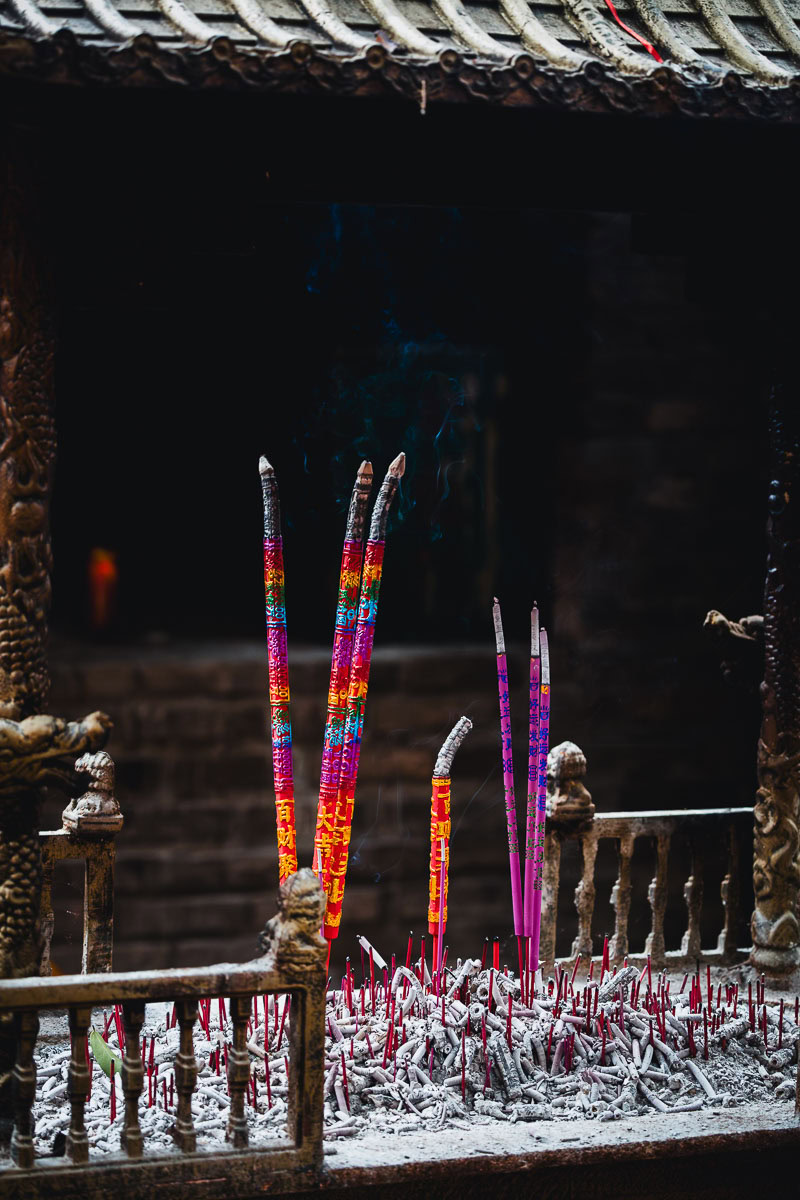 Incense inside a Chinese temple in Guangxi