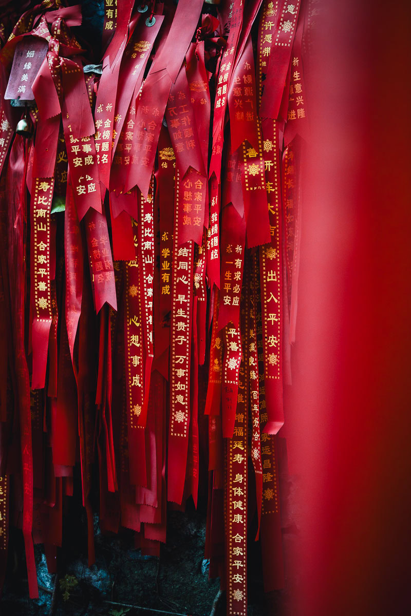 Prayer flags in side a Chinese temple at Ban Gioc - Detian Waterfall