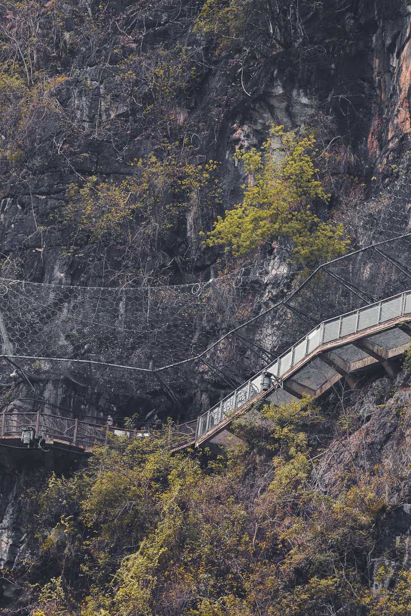 Glass walkway at Detian Falls Scenic Area in Guangxi, China